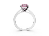 White gold Fancy Pink Princess  Solitaire Diamond Engagement Ring with Four-Prong Setting on a Classic Band_6