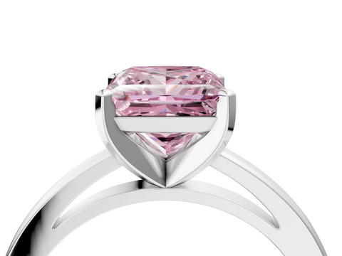 White gold Fancy Pink Princess  Solitaire Diamond Engagement Ring with Four-Prong Setting on a Classic Band_7