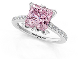 White gold Fancy Pink Princess  Solitaire Diamond Engagement Ring with Pave Band and Six-Prong Setting_1