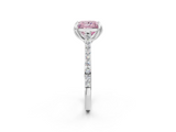 White gold Fancy Pink Princess  Solitaire Diamond Engagement Ring with Pave Band and Six-Prong Setting_2