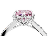 White gold Fancy Pink Princess  Solitaire Diamond Engagement Ring with Pave Band and Six-Prong Setting_4