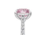 White gold Fancy Pink Princess  Solitaire Diamond Engagement Ring with Pave Band and Six-Prong Setting_5