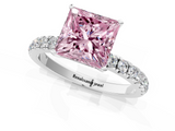 White gold Fancy Pink Princess  Solitaire Diamond Pavé Band with Four-Prong Setting_1