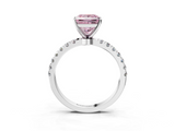 White gold Fancy Pink Princess  Solitaire Diamond Pavé Band with Four-Prong Setting_3