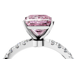 White gold Fancy Pink Princess  Solitaire Diamond Pavé Band with Four-Prong Setting_4