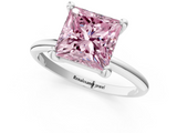 White gold Fancy Pink Princess  Solitaire Diamond Ring with 4-Prong Setting on a Classic Band_4