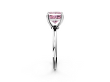 White gold Fancy Pink Princess  Solitaire Diamond Ring with 4-Prong Setting on a Classic Band_5