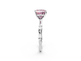 White gold Fancy Pink Princess  Solitaire Diamond Ring with Bamboo Band and Four-Prong Setting_2