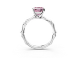 White gold Fancy Pink Princess  Solitaire Diamond Ring with Bamboo Band and Four-Prong Setting_3