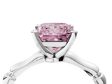 White gold Fancy Pink Princess  Solitaire Diamond Ring with Bamboo Band and Four-Prong Setting_4