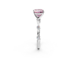 White gold Fancy Pink Princess  Solitaire Diamond Ring with Bezel Set Side Stones and Prong Setting_2