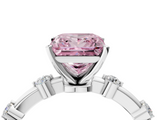 White gold Fancy Pink Princess  Solitaire Diamond Ring with Bezel Set Side Stones and Prong Setting_4