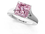 White gold Fancy Pink Princess  Solitaire Diamond Ring with Cathedral Band and Four-Prong Setting_30