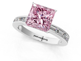 White gold Fancy Pink Princess  Solitaire Diamond Ring with Channel-Set Baguette Band and Four-Prong Setting_1