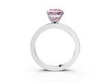 White gold Fancy Pink Princess  Solitaire Diamond Ring with Channel-Set Baguette Band and Four-Prong Setting_3