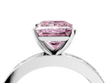 White gold Fancy Pink Princess  Solitaire Diamond Ring with Channel-Set Baguette Band and Four-Prong Setting_4