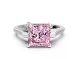 White gold Fancy Pink Princess  Solitaire Diamond Ring with Channel Set Band and Bezel Prong Setting_56