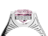 White gold Fancy Pink Princess  Solitaire Diamond Ring with Channel Set Band and Bezel Prong Setting_60