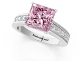 White gold Fancy Pink Princess  Solitaire Diamond Ring with Channel-Set Band and Four-Prong Setting_4