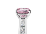 White gold Fancy Pink Princess  Solitaire Diamond Ring with Channel-Set Band and Four-Prong Setting_8