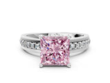 White gold Fancy Pink Princess  Solitaire Diamond Ring with Channel Set Band and Six-Prong Setting_29