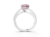 White gold Fancy Pink Princess  Solitaire Diamond Ring with Four-Prong Setting and Classic Band_6
