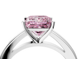 White gold Fancy Pink Princess  Solitaire Diamond Ring with Four-Prong Setting and Classic Band_7