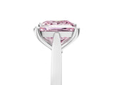 White gold Fancy Pink Princess  Solitaire Diamond Ring with Four-Prong Setting and Tapered Band