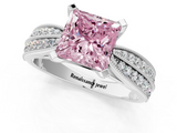 White gold Fancy Pink Princess  Solitaire Diamond Ring with Milgrain Pavé Band and Four-Prong Setting_20