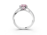White gold Fancy Pink Princess  Solitaire Diamond Ring with Milgrain Pavé Band and Four-Prong Setting_22