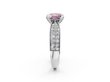 White gold Fancy Pink Princess  Solitaire Diamond Ring with Milgrain Pavé Band and Four-Prong Setting_22