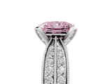 White gold Fancy Pink Princess  Solitaire Diamond Ring with Milgrain Pavé Band and Four-Prong Setting_24