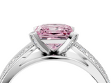White gold Fancy Pink Princess  Solitaire Diamond Ring with Milgrain Pavé Band and Four-Prong Setting_24
