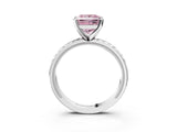 White gold Fancy Pink Princess  Solitaire Diamond Ring with Milgrain and Black Enamel X Pattern Band_32