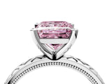 White gold Fancy Pink Princess  Solitaire Diamond Ring with Milgrain and Black Enamel X Pattern Band_33
