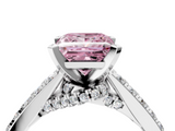 White gold Fancy Pink Princess  Solitaire Diamond Ring with Pavé Band and Four-Prong Setting_4