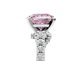 White gold Fancy Pink Princess  Solitaire Diamond Ring with Pavé Band and Four-Prong Setting_5