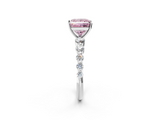 White gold Fancy Pink Princess  Solitaire Diamond Ring with Pave Band and Four-Prong Setting_2