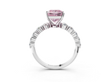 White gold Fancy Pink Princess  Solitaire Diamond Ring with Pave Band and Four-Prong Setting_3