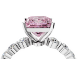 White gold Fancy Pink Princess  Solitaire Diamond Ring with Pave Band and Four-Prong Setting_4