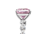 White gold Fancy Pink Princess  Solitaire Diamond Ring with Pave Band and Four-Prong Setting_5