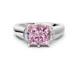 White gold Fancy Pink Princess  Solitaire Diamond Ring with Pave Band and Six-Prong Setting_82