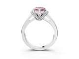 White gold Fancy Pink Princess  Solitaire Diamond Ring with Pave Band and Six-Prong Setting_95