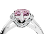 White gold Fancy Pink Princess  Solitaire Diamond Ring with Pave Band and Six-Prong Setting_96