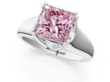 White gold Fancy Pink Princess  Solitaire Diamond Ring with Six-Prong Cathedral Setting_33