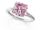 White gold Fancy Pink Princess  Solitaire Diamond Ring with Six-Prong Setting and Tapered Band_1