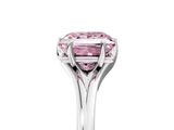 White gold Fancy Pink Princess  Solitaire Diamond Ring with Six-Prong Setting and Tapered Band_5