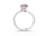 White gold Fancy Pink Princess  Solitaire Diamond Ring with Six-Prong Setting on a Classic Band_3