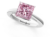 White gold Fancy Pink Princess  Solitaire Diamond Ring with Split Shank and Four-Prong Setting_1