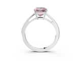 White gold Fancy Pink Princess  Solitaire Diamond Ring with Split Shank and Four-Prong Setting_3